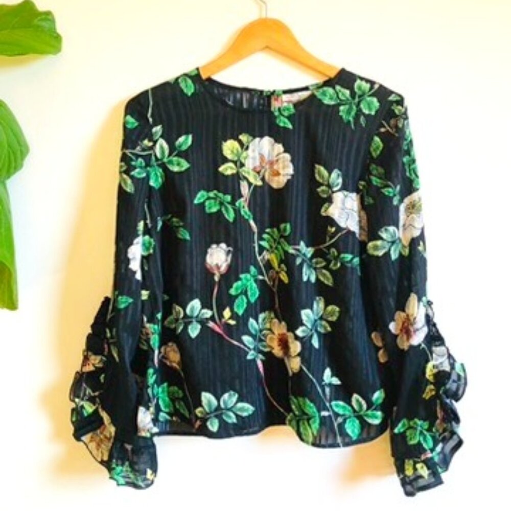 Pretty Floral Sheer Top by Dex the Suit Shop NYC - Picture 1 of 14